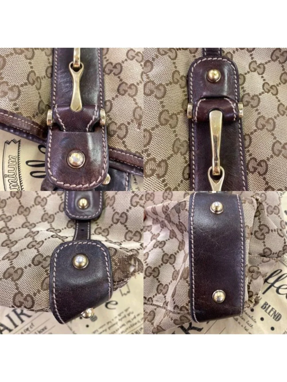 Gucci Tote Shoulder Bag GG Canvas Horsebid - Picture 16 of 16